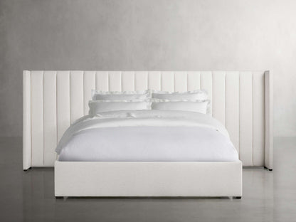 Wyller Channel-Stitched Extended Headboard Bed with Low Footboard