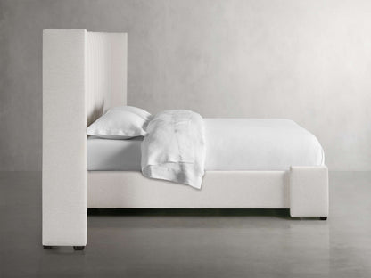 Wyller Channel-Stitched Extended Headboard Bed with Low Footboard