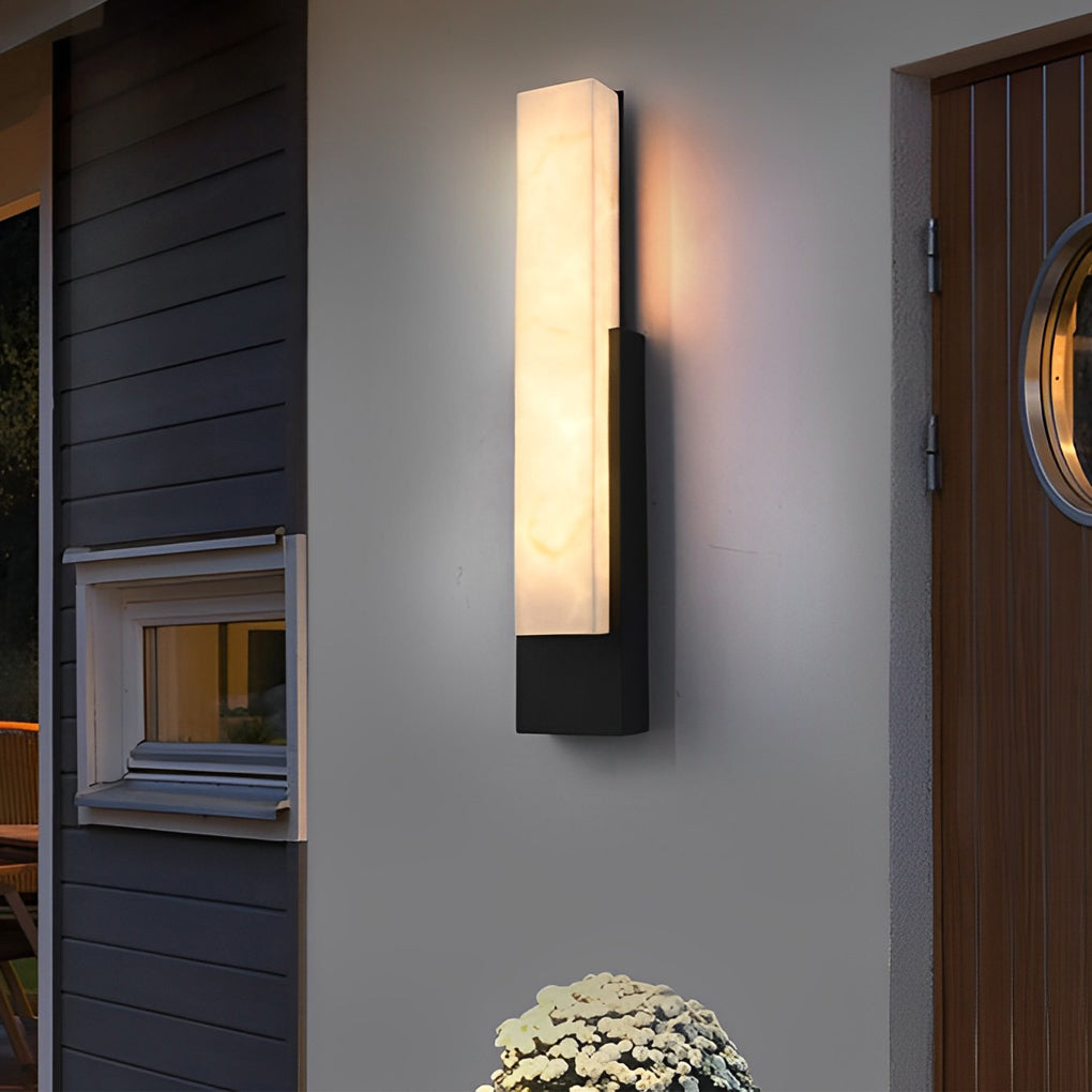 Waterproof Imitation Marble Shade LED Black Modern Outdoor Wall Light