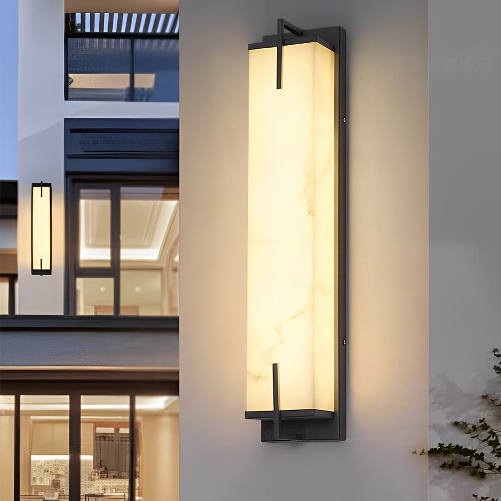 Resin Rectangular Waterproof LED Black Modern Outdoor Sconce Lighting