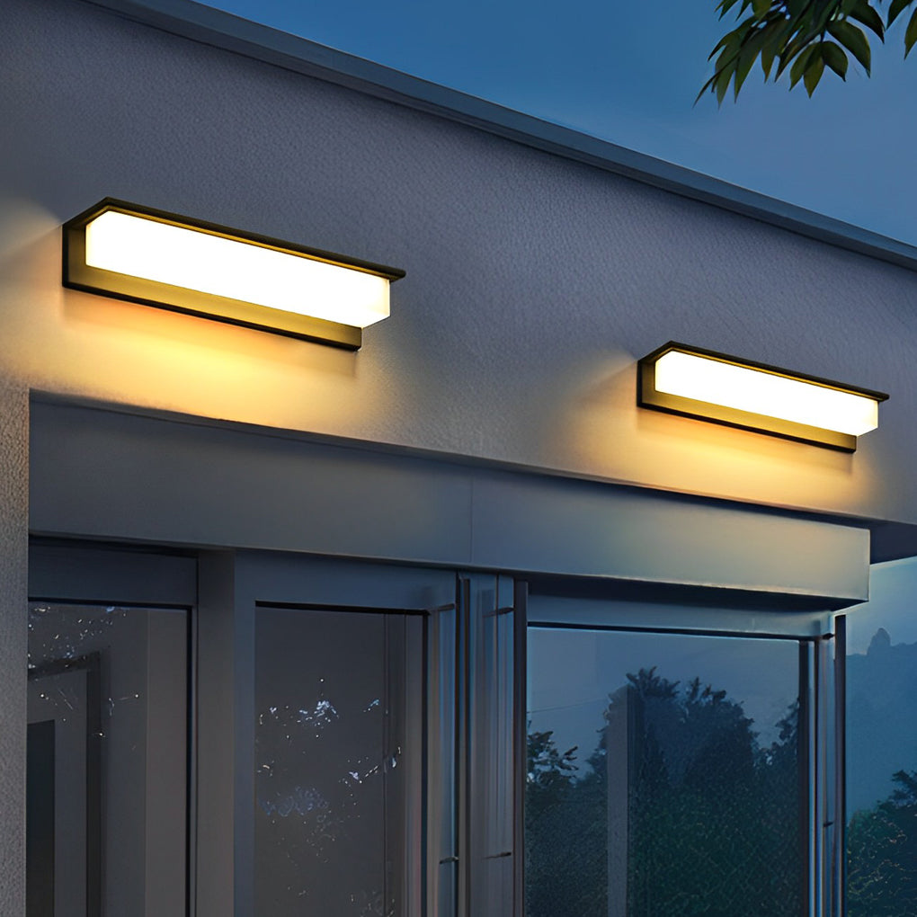 Minimalist Rectangular Waterproof LED Modern Solar Wall Lamp Exterior Lights