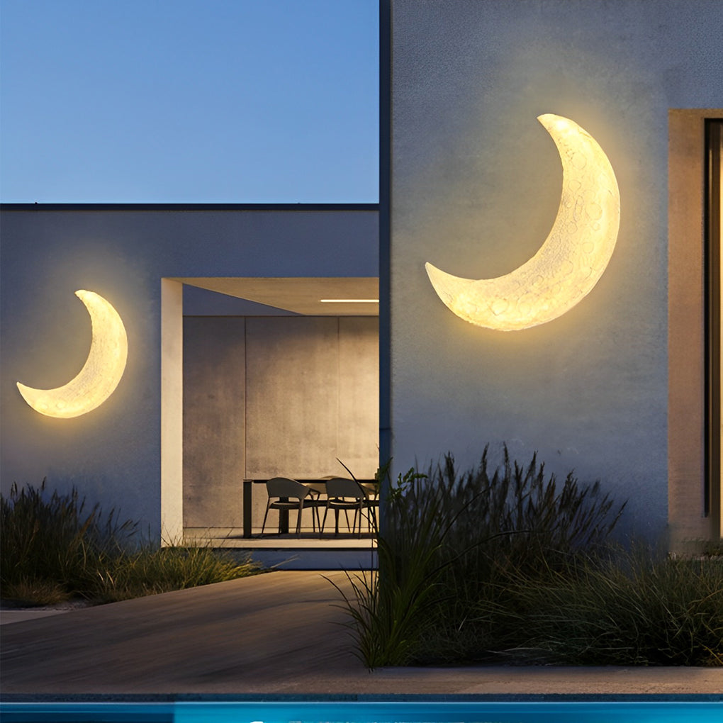 Creative Resin Moon Waterproof LED Modern Outdoor Wall Sconce Lighting