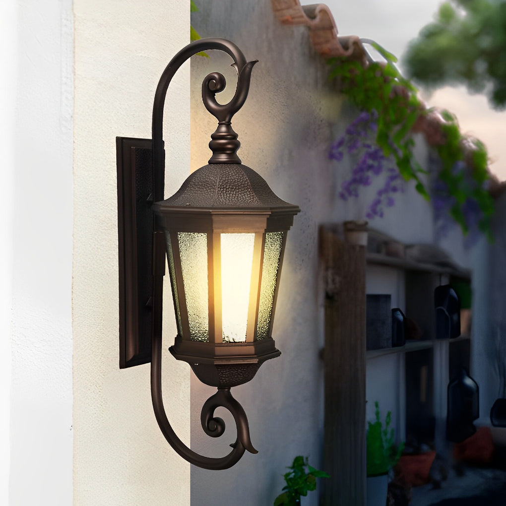 Waterproof Retro Aluminum Glass Shade European Style Outdoor Wall Lights