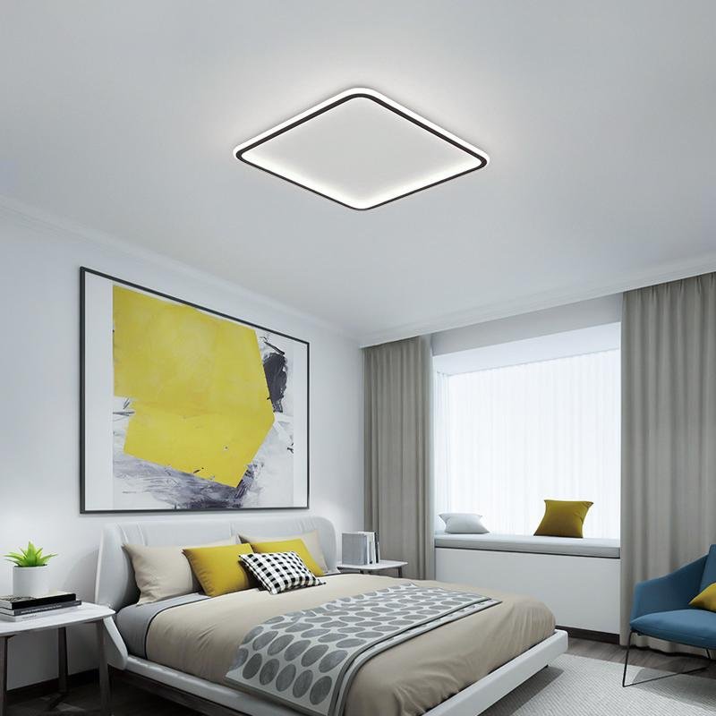 Square Industrial Black Flush Mount Ceiling Lights for Bedroom