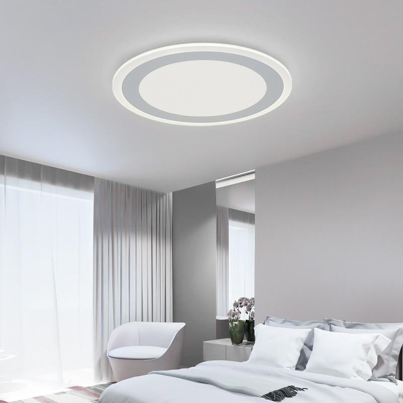 Modern Round Industrial Flush Mount White Ceiling Light for Bedroom