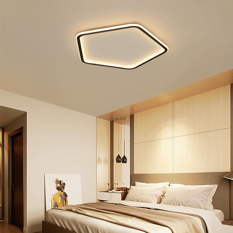 Nordic Hexagon Modern Flush Mount Lights Black Iron Ceiling Lights