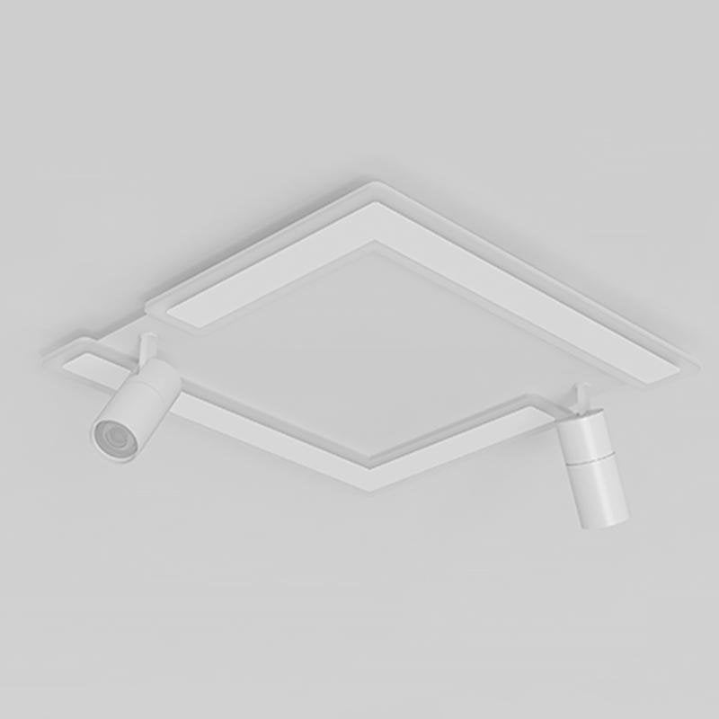 Square Dimmable Flush Mount Modern Lighting with 2 Adjustable Spotlights Track Lights