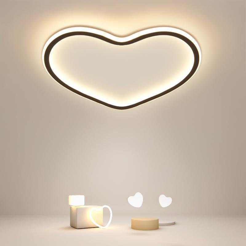 Heart Shaped Industrial Black Flush Mount Ceiling Lights for Bedroom