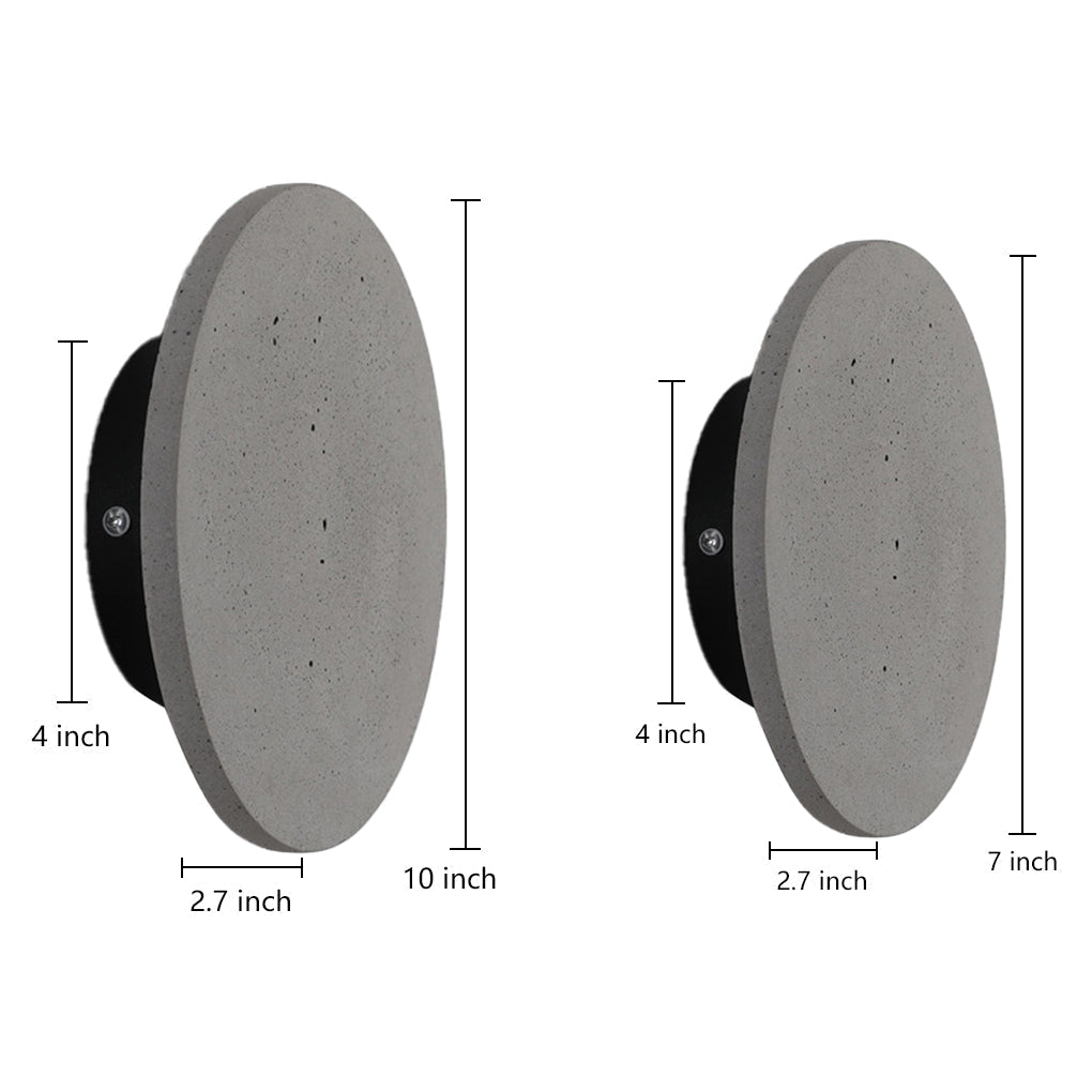 Outdoor Round Gray Concrete LED Wall Flush Lights Accent Landscape Lighting