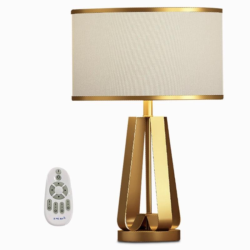 22 inch 1-Light Golden Faux Silk and Brass Geometric Table Lamp