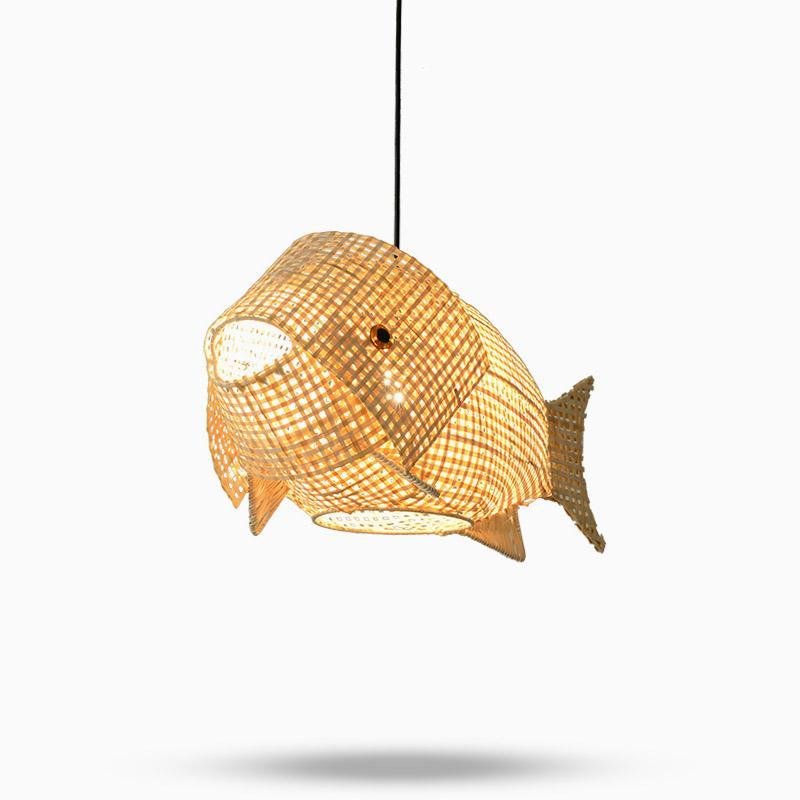 26'' Farmhouse Fish Shaped Bamboo Pendant Light