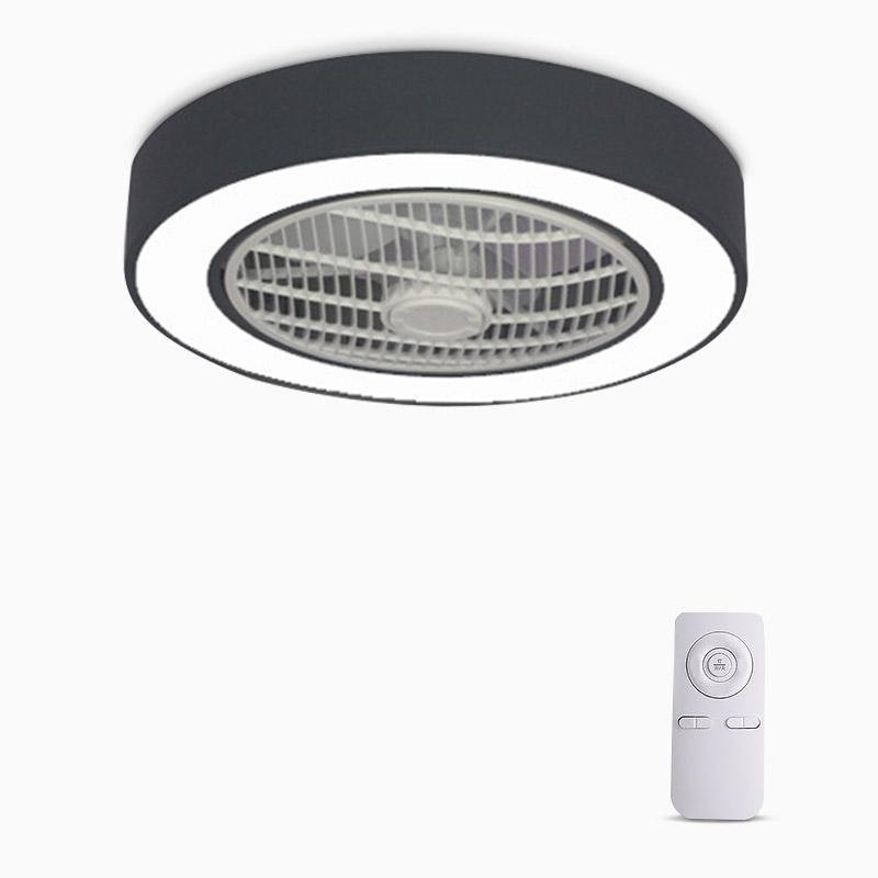 Compact Round Iron Modernized Flush Mount Bladeless Ceiling Fan With LED Lights