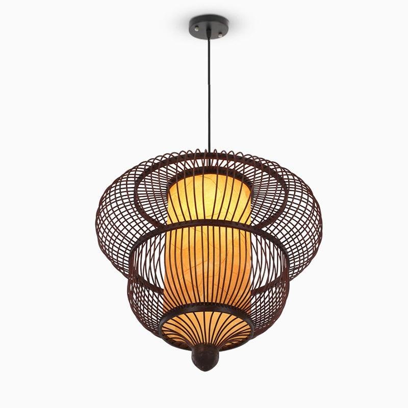 2-Tiers Bubble Dark Brown Moroccan Pendant Light with a Large Central Light