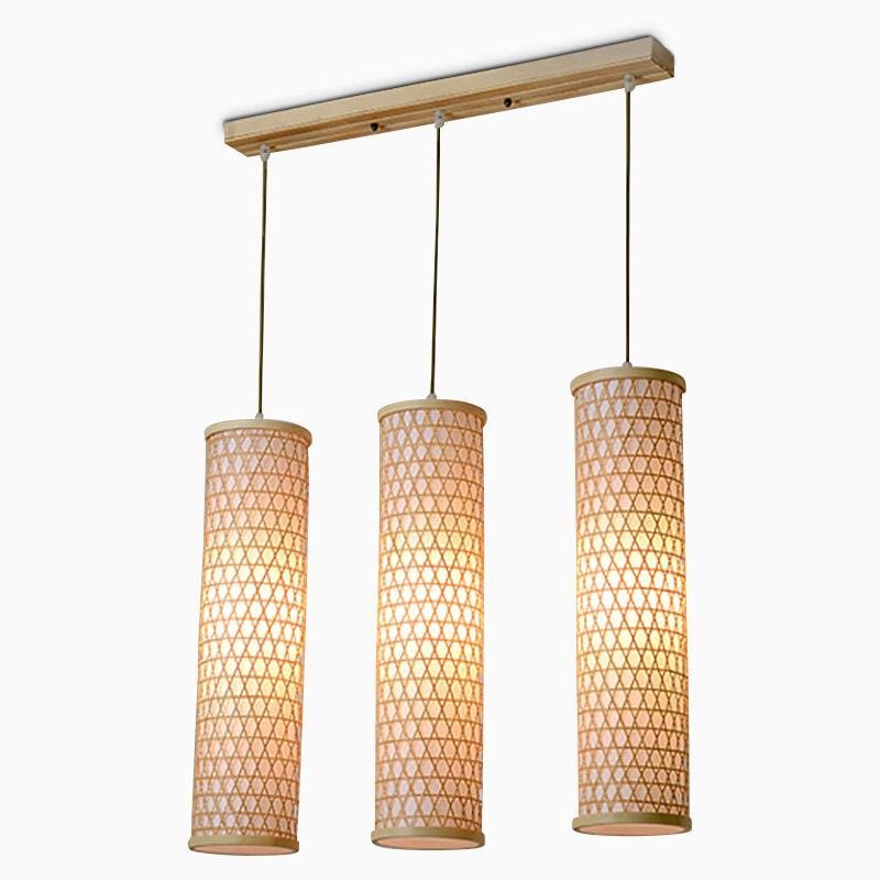 30'' Thin Cluster Cylinder Farmhouse Pendant Light Bamboo Pendant Lights