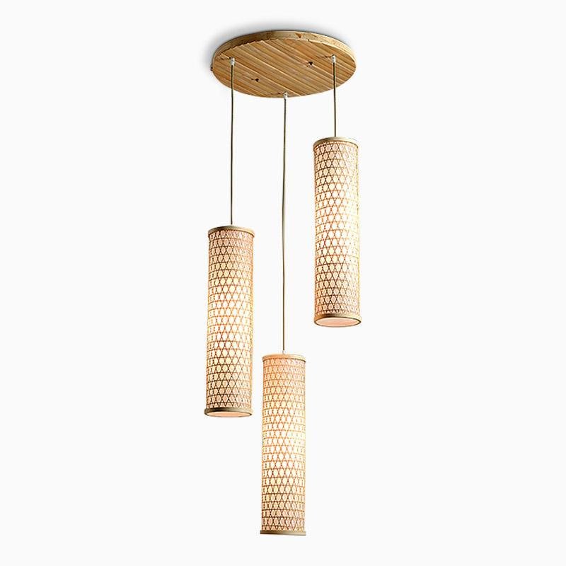 30'' Thin Cluster Cylinder Farmhouse Pendant Light Bamboo Pendant Lights