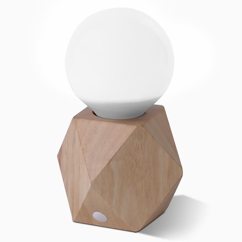 Handy Nordic Geometric Wooden Base Touch Mini Table Lamp