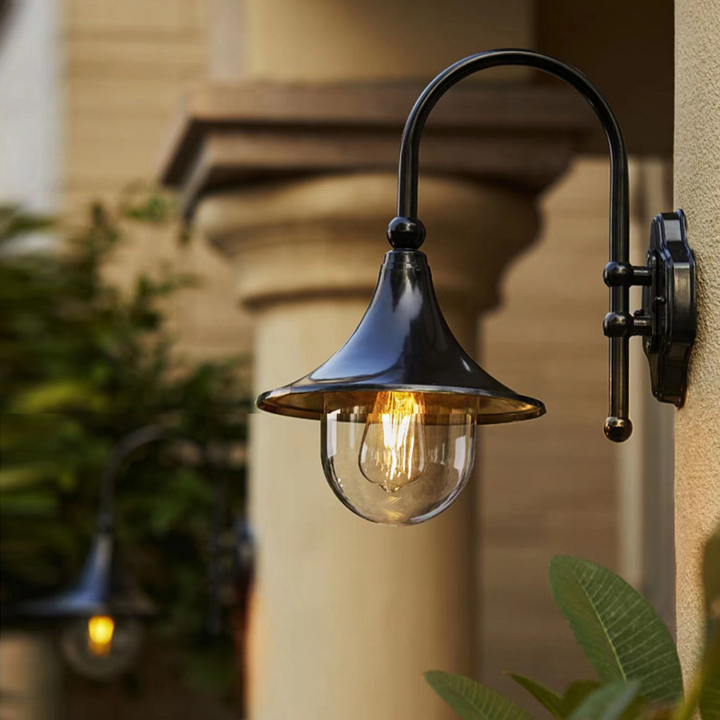 Creative Trumpet Shaped Waterproof LED Black Vintage Outdoor Wall Lamp