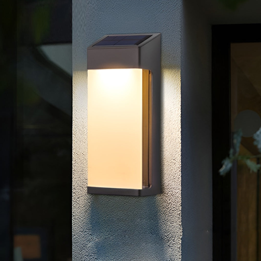 2 Pcs Rectangular LED Light-controlled Waterproof Outdoor Solar Sconce Lighting