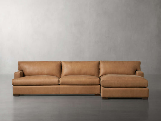 Dune Leather Two Piece Chaise Sectional