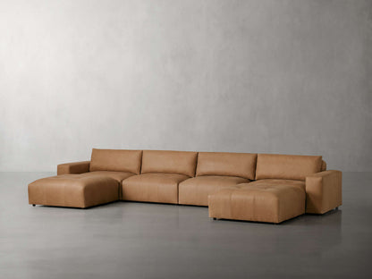 Keegan Leather Six-Piece Sectional