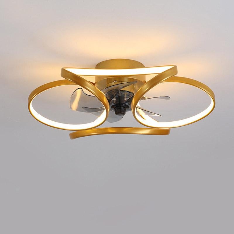 Flower LED Modern Flush Mount Ceiling Fan Lights with Remote Control