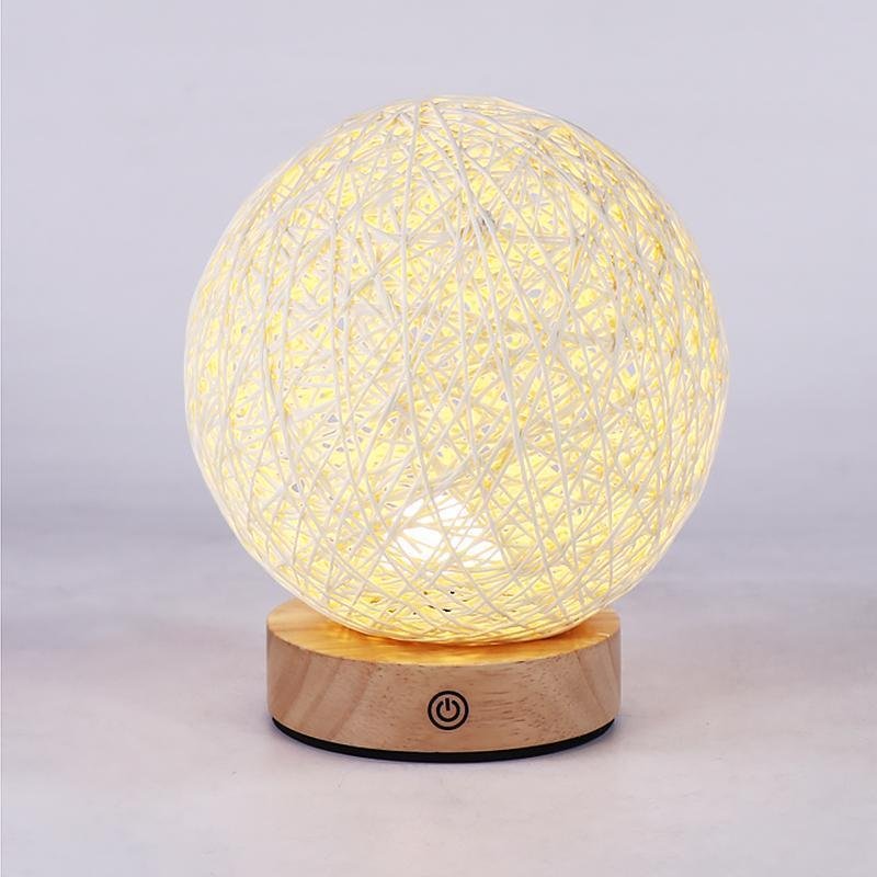 6 inch LED Natural Ratten Wicker Shade Table Lamp