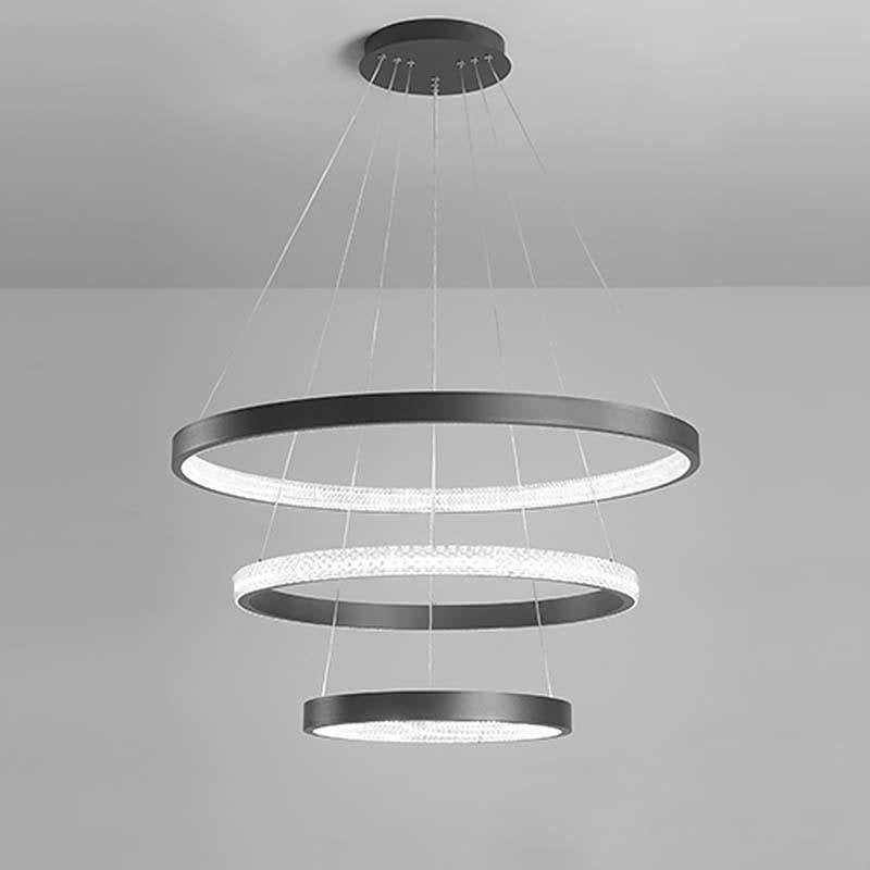 Round Shaped Modern Chandeliers 3 Rings Hanging LED Ceiling Light