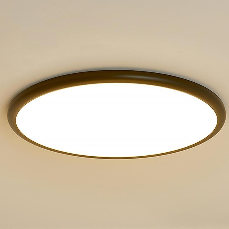 16'' Modern LED Geometric Circle Black Flush Mount Ceiling Lights with Black White Edge