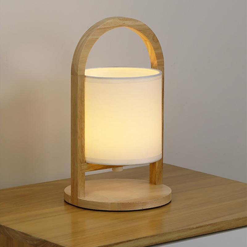 Battery Operated Wood Portable Accent Table Lamp