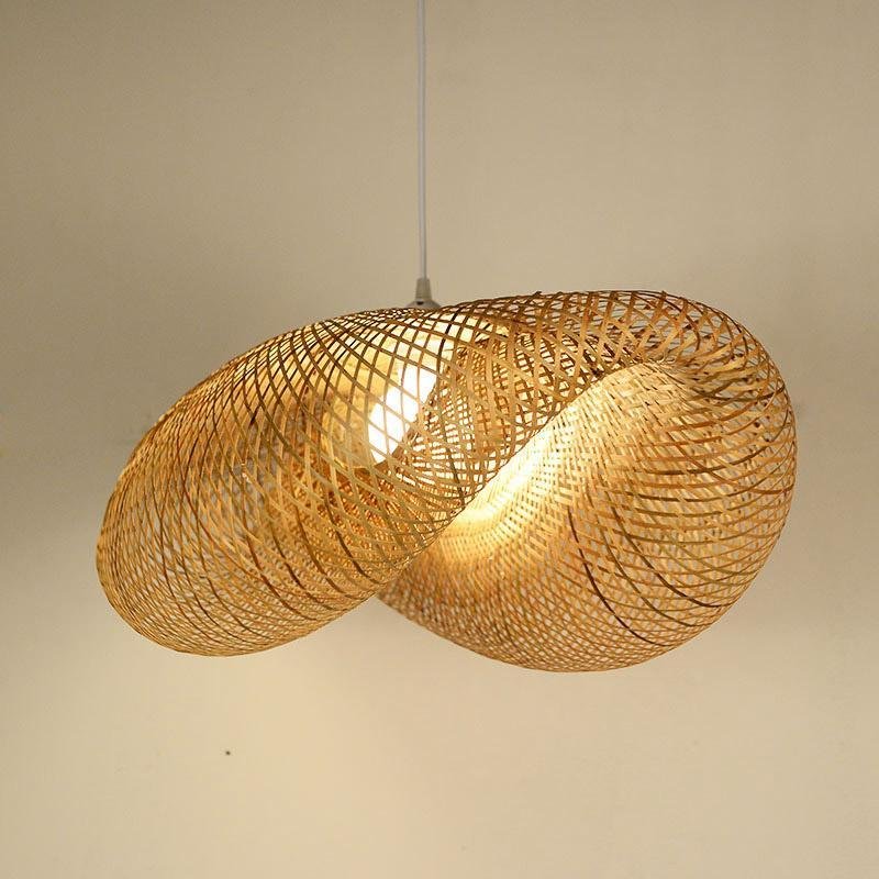 24'' Modern Farmhouse Curved Bamboo Pendant Light