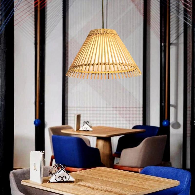 Decorative Long Pendant Light Bar Pendant Light With a Brisk Bamboo Shade