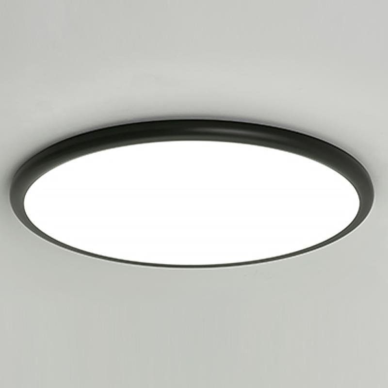 16'' Modern LED Geometric Circle Black Flush Mount Ceiling Lights with Black White Edge