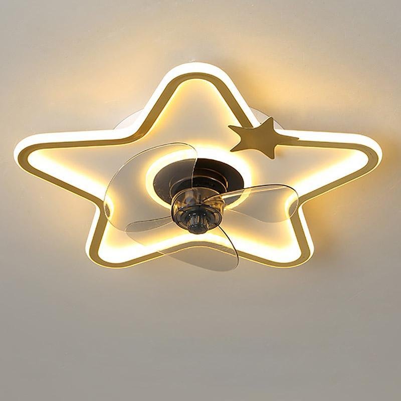 LED Star Shaped Flush Mount Kids Ceiling Fans with Lights and Remote