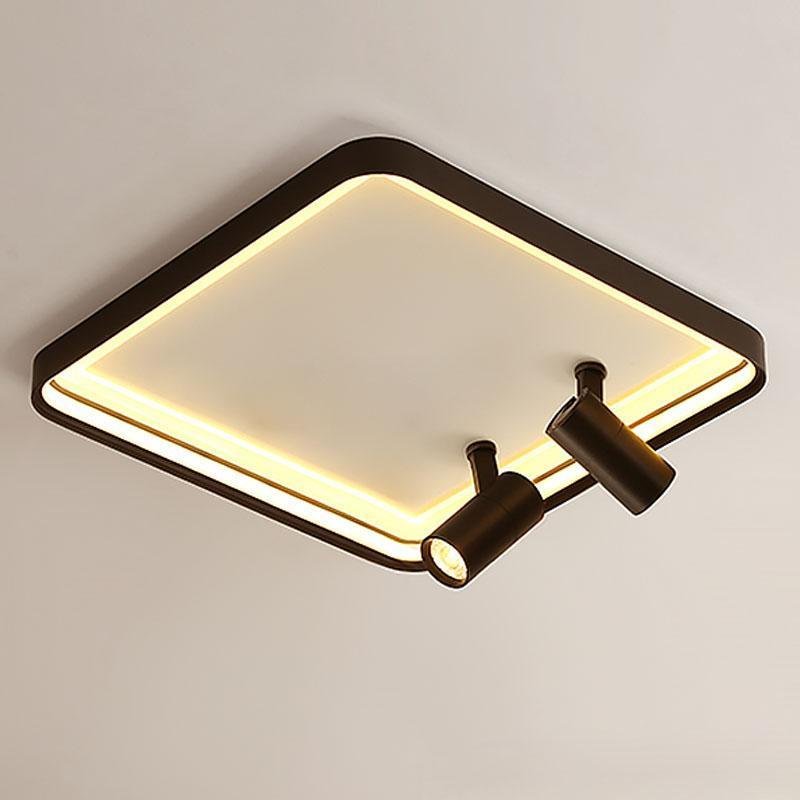 16'' Square Dimmable Flush Mount LED Lights with 2 Adjustable Spotlights Track Lights