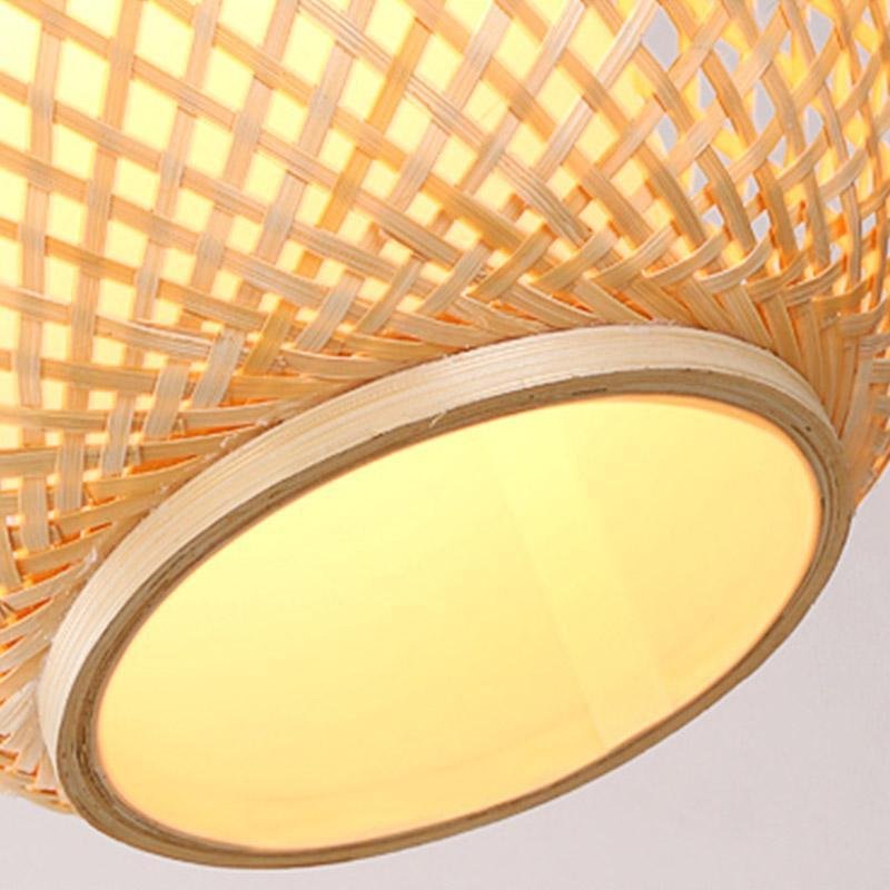 Farmhouse Dome Pendant Light Curvy Oval Bamboo Bedroom Pendant Light