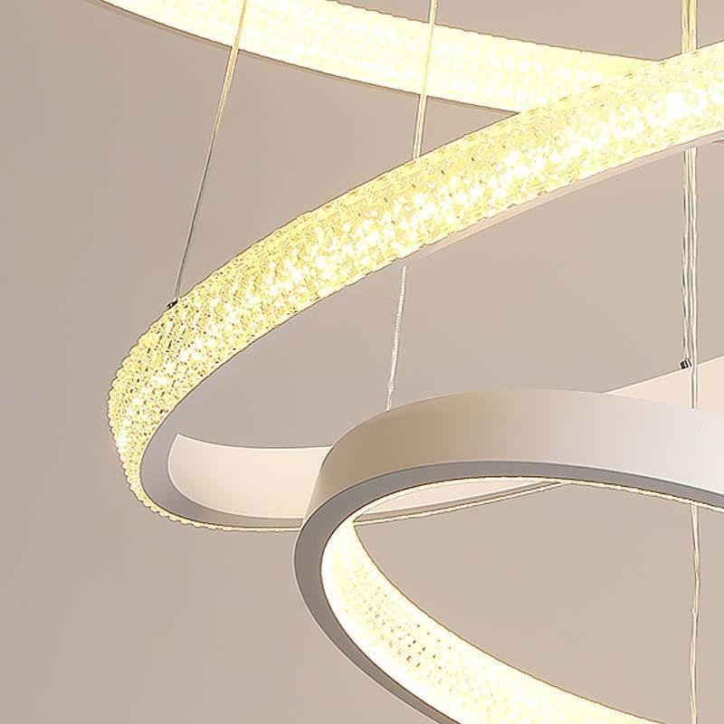 Round Shaped Modern Chandeliers 3 Rings Hanging LED Ceiling Light