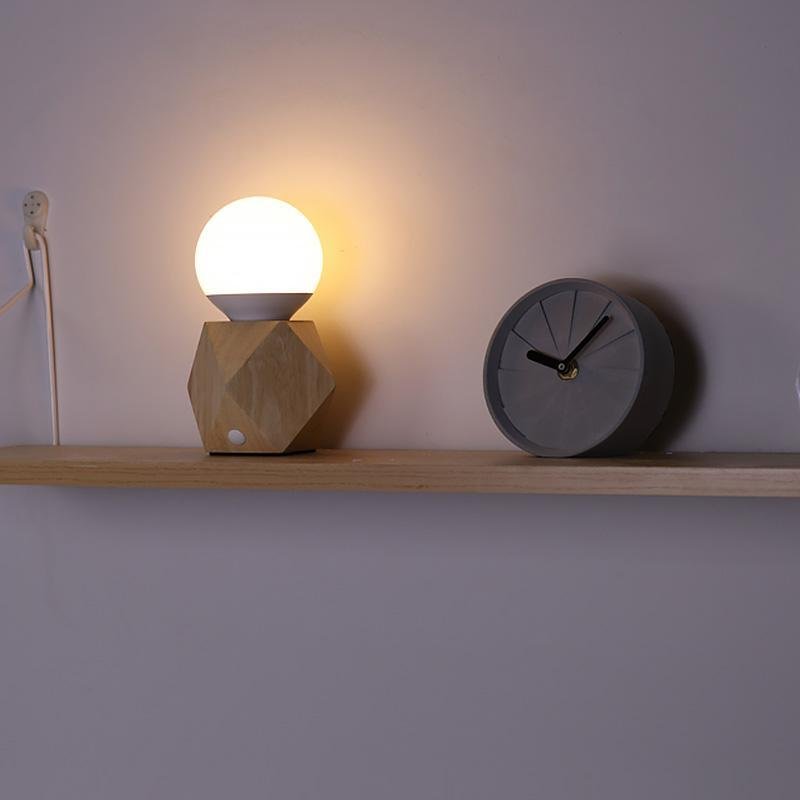 Handy Nordic Geometric Wooden Base Touch Mini Table Lamp