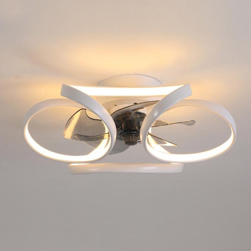 Flower LED Modern Flush Mount Ceiling Fan Lights with Remote Control