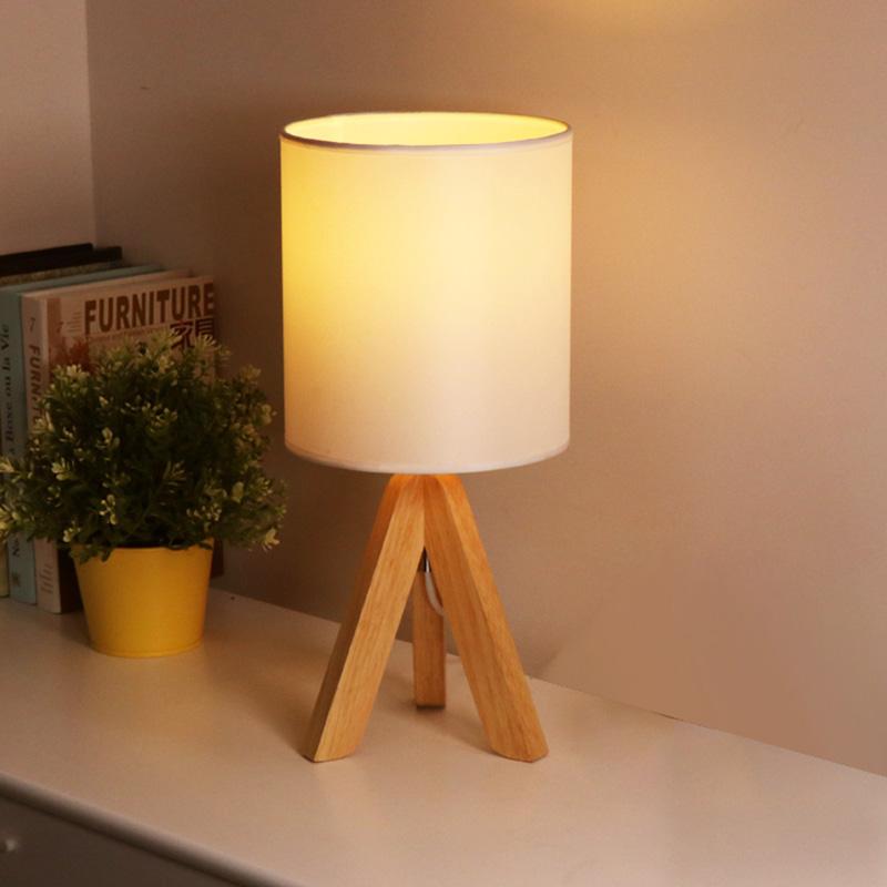 15 inch Wood Modern Tripod Table Lamp