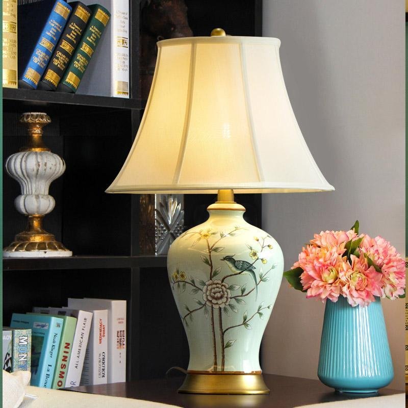 23 inch Oriental Vivid Branches and Birds Porcelain Table Lamp