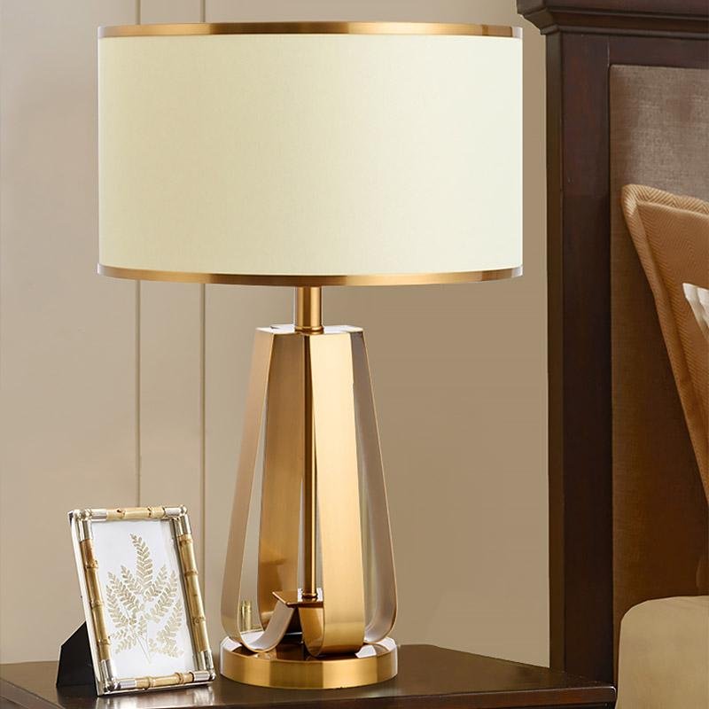 22 inch 1-Light Golden Faux Silk and Brass Geometric Table Lamp