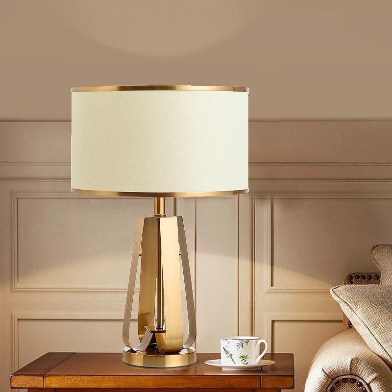 22 inch 1-Light Golden Faux Silk and Brass Geometric Table Lamp