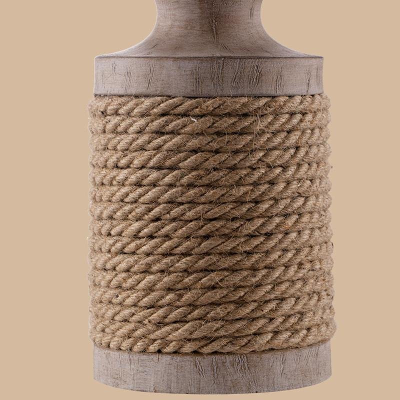 Rustic Oatmeal Fabric Shade Rope Stone Table Lamp