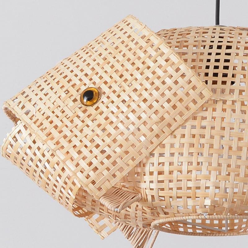 26'' Farmhouse Fish Shaped Bamboo Pendant Light