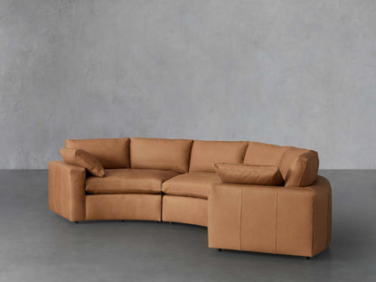 Beale Leather Three-Piece Curved Sectional