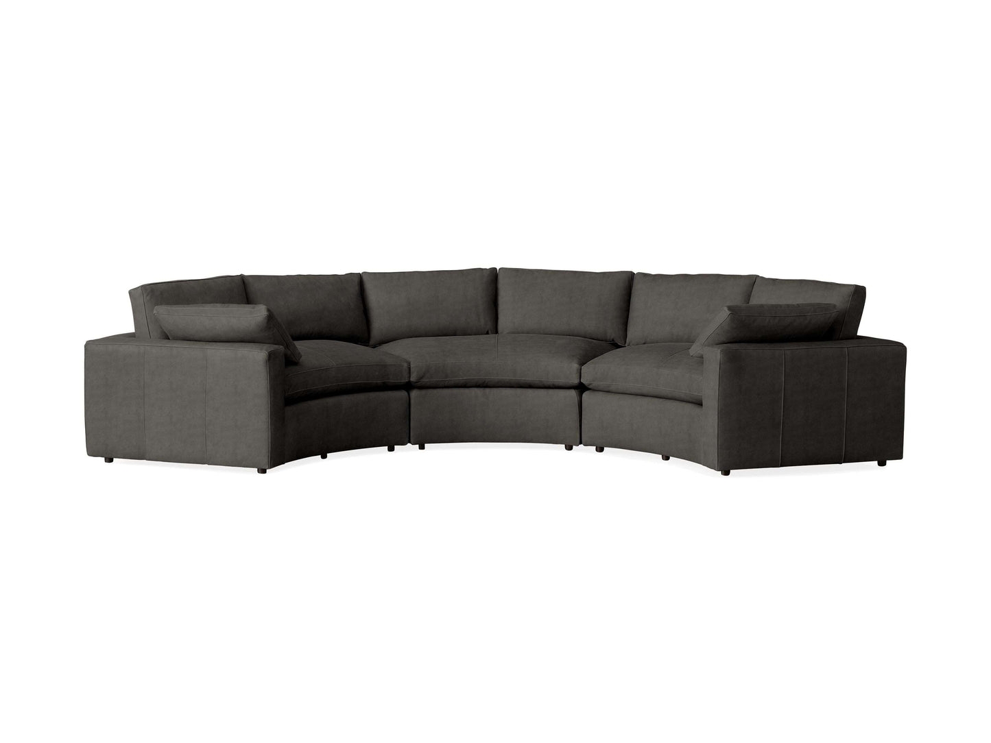 Beale Leather Three-Piece Curved Sectional
