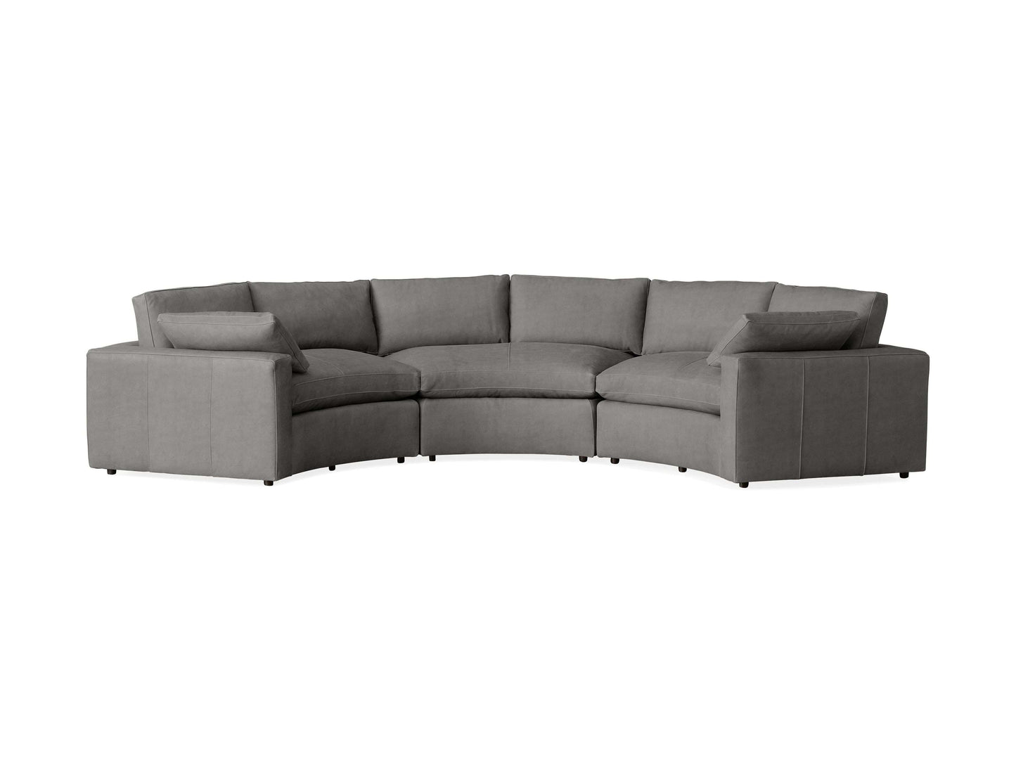 Beale Leather Three-Piece Curved Sectional