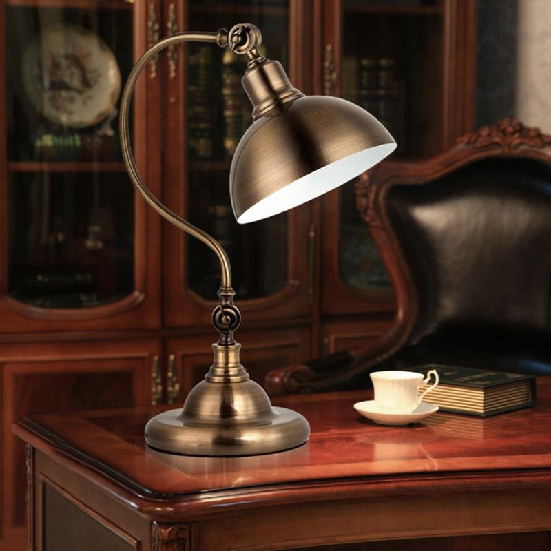 20'' Antique Metallic LED Desk Lamp with Adjustable Gooseneck for Task Lighting