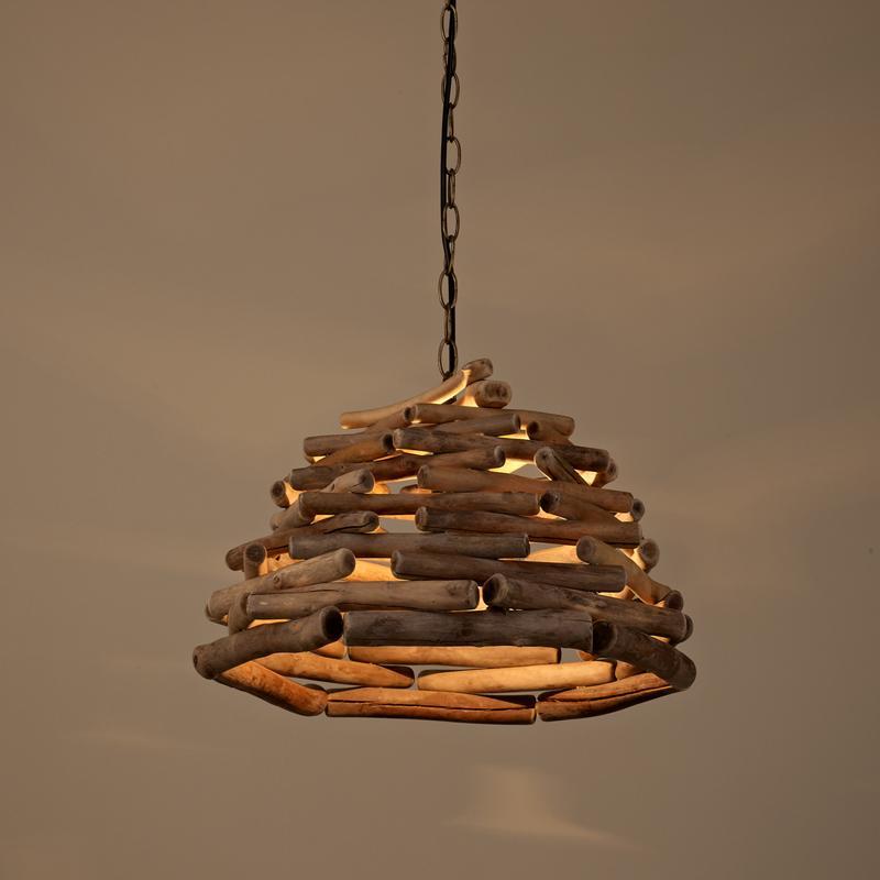 Handpicked Sticks Wood Pendant Light Burlywood Hanging Pendant Light