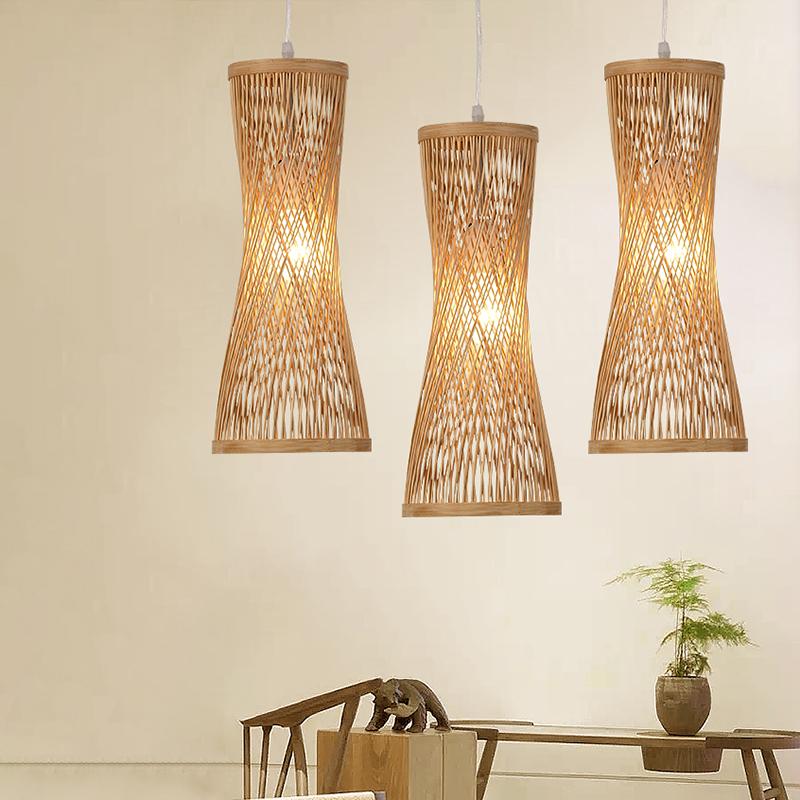 Cage-shaped Rustic Pendant Lighting Natural Bamboo Pendant Lighting Hanging